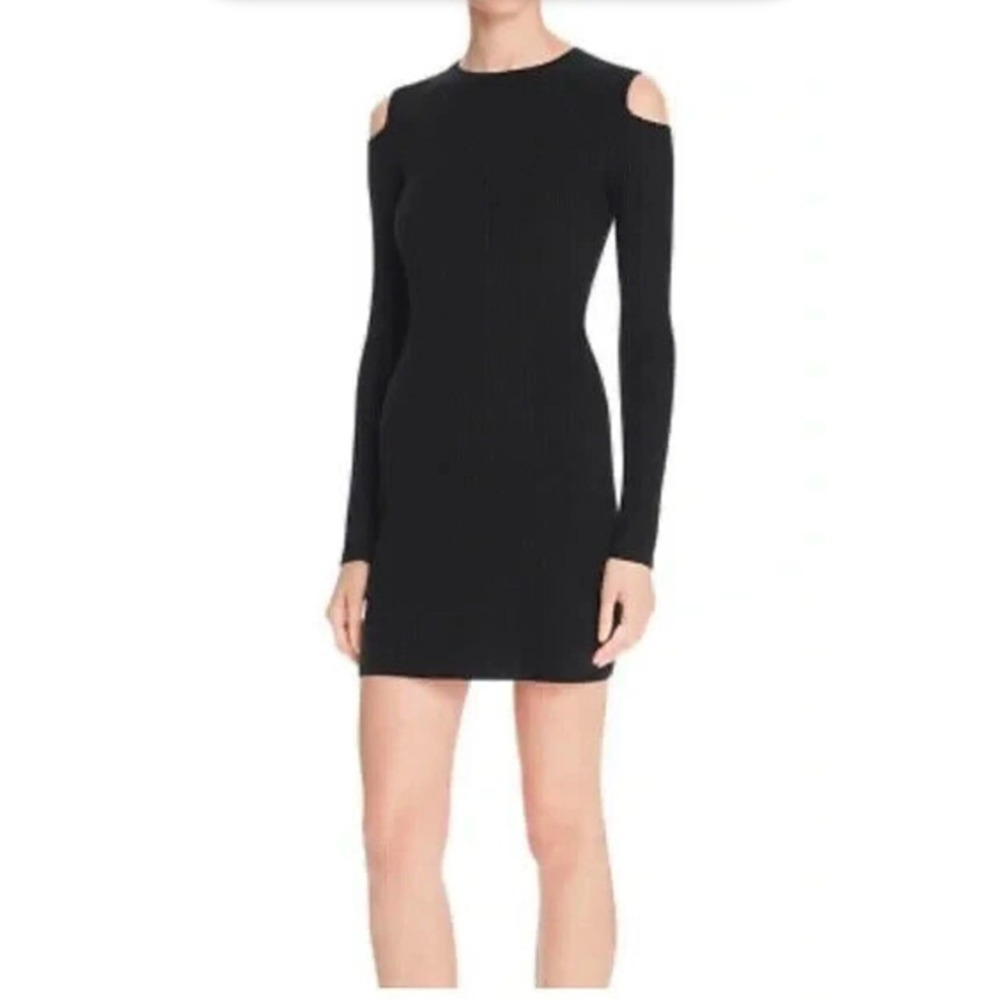 Theory Jemlora Evian Stretch Cold-Shoulder Ribbed Knit Dress Size Large